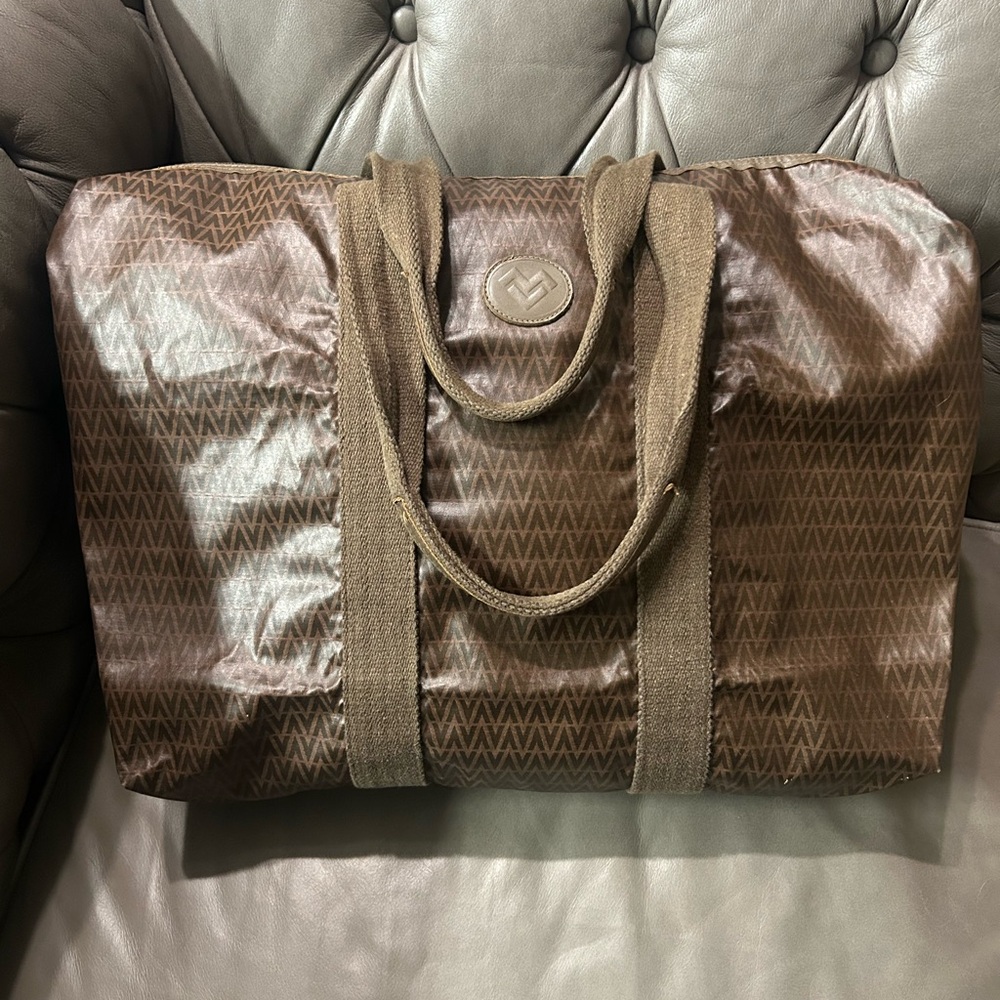 XL Mario Valentino Vintage Monogram Large Shopper Tote Weekender Bag PVC Travel